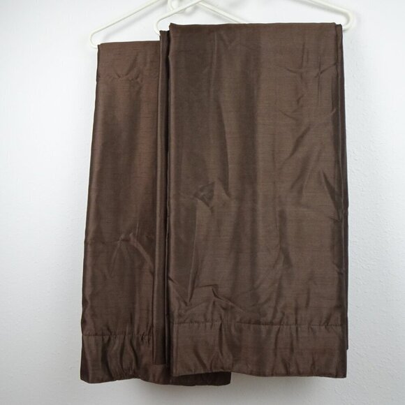 Drapery Set Long Brown Lined TWO Panels 50 x 108" Rod Pocket Back Tab Curtains - Picture 2 of 8